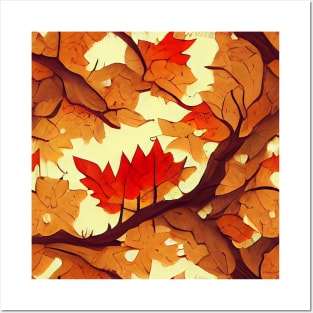 Beautiful Fall Leaves Pattern Posters and Art